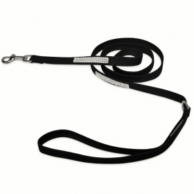 Susan Lanci Designs 3 Row Giltmore Crystals Leash (Color: black, size: 4 ft)