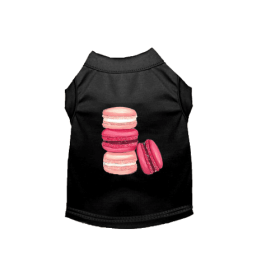 Love Macaroons Dog Shirt (Color: black, size: X Small)