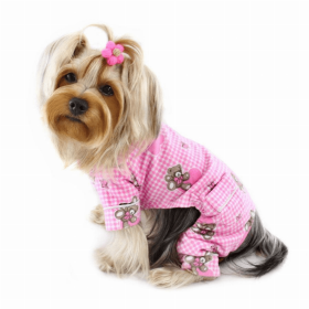 Adorable Teddy Bear Love Flannel PJ (Color: Pink, size: XS)