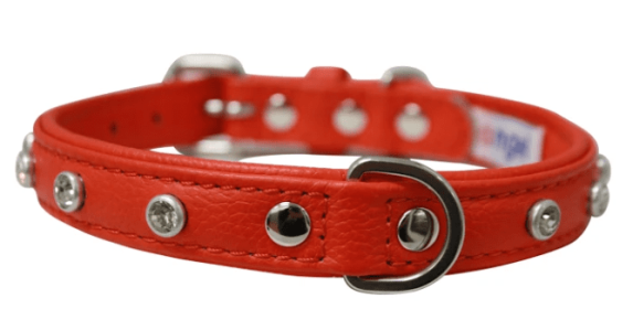 Athens Dog Collar by Angel Rhinestone Collar, 16" X 3/4"", Goldfish Orange (Color: Goldfish Orange, size: Small/Medium)