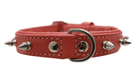 Rotterdam Spiked Dog Collar by Angel 16" X 3/4" , Bubblegum Pink (Color: Bubblegum Pink, size: Small/Medium)